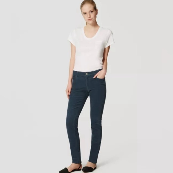 LOFT - Teal Corduroy Modern Skinny pants in Pacific Teal Green, Cords, straight - Picture 1 of 11